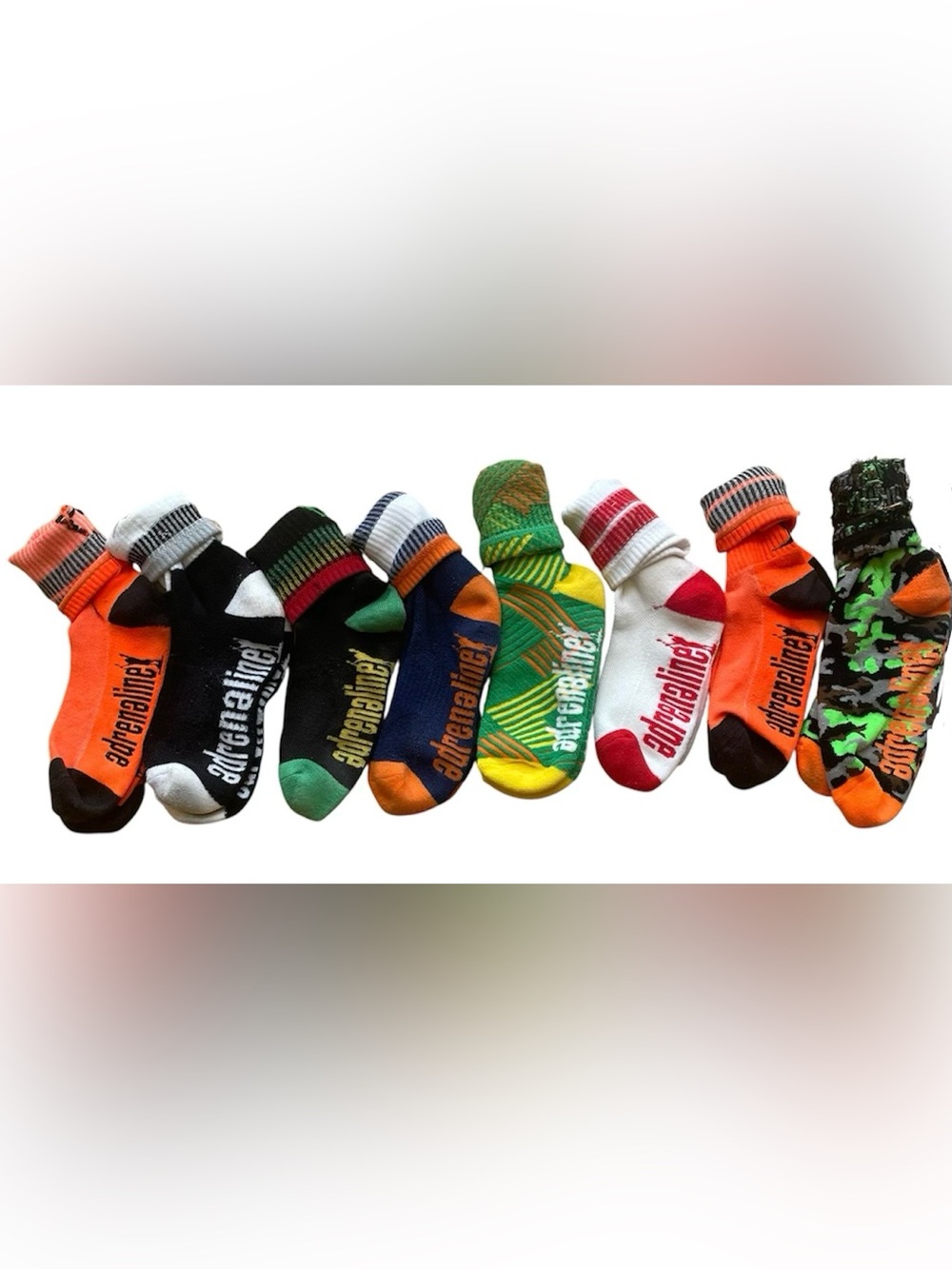 Lot of 8 pairs of Unique Unisex Adrenaline Lacrosse Socks.